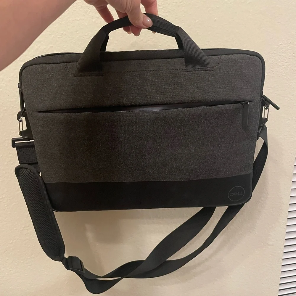 DELL Black & Dark Grey Laptop Bag. Measurements in pictures.